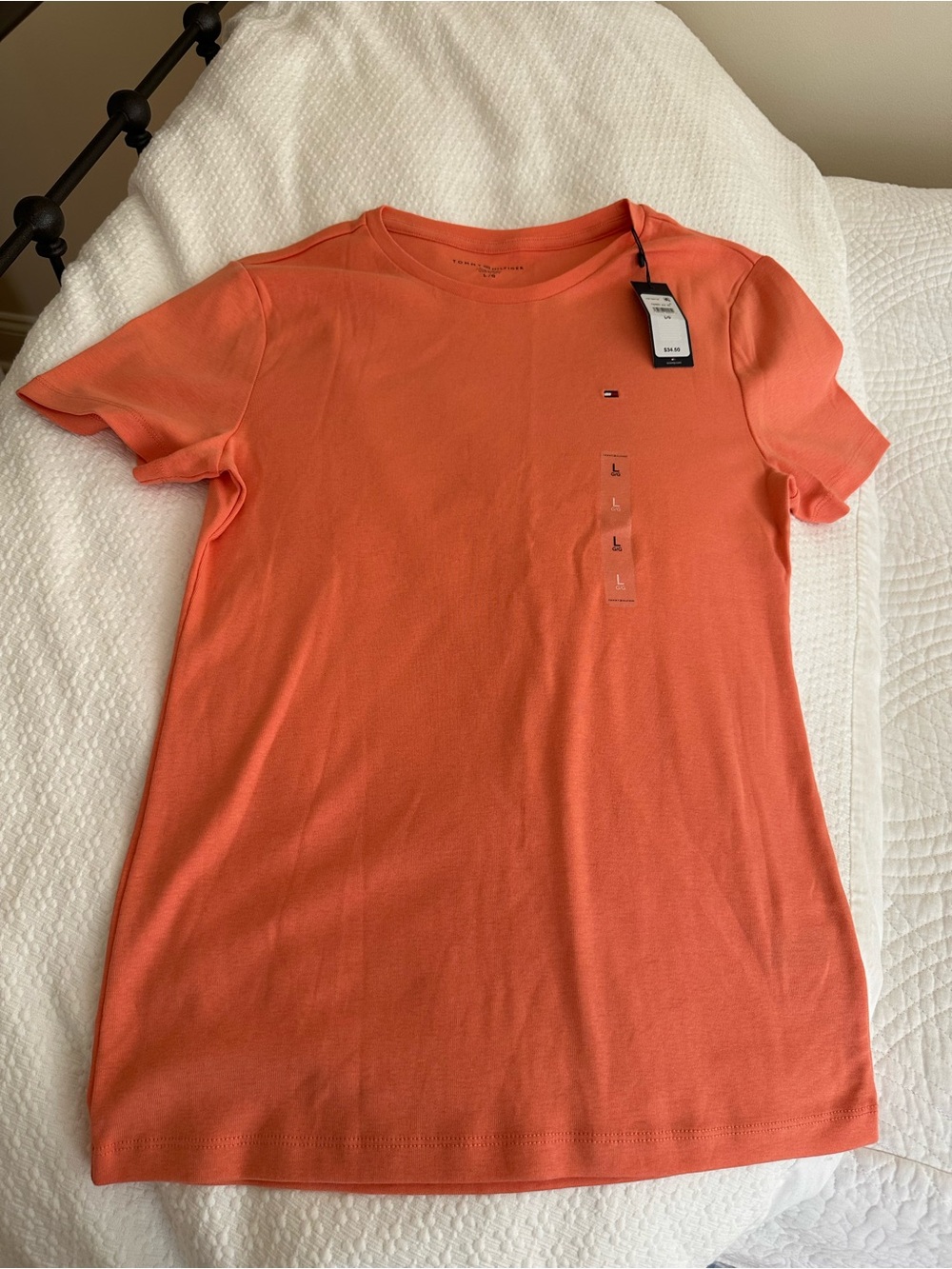Tommy Hilfiger Women’s Short Sleeve Crewneck Tee - Coral Orange